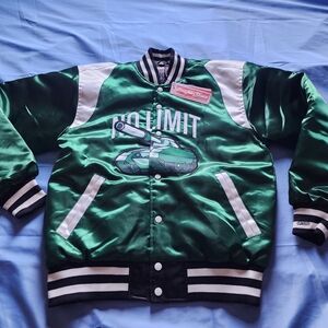 HEADWEAR CLASSICS MEN'S NO LIMIT MYSTIKAL #4 SATIN JACKET GREEN SIZE MEDIUM